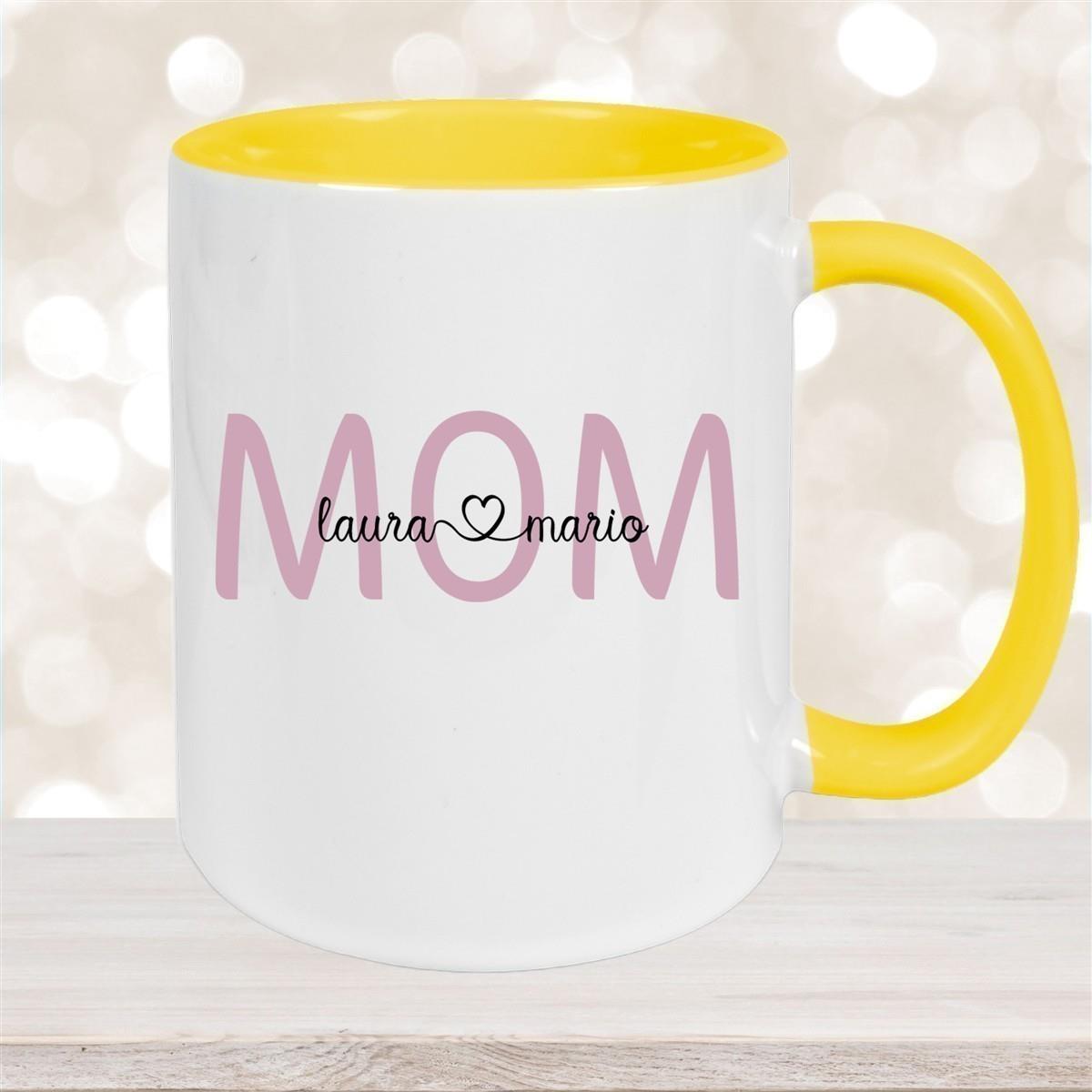 Tasse Muttertag 2 Wunschnamen Keramik Personalisiert versch. Farben