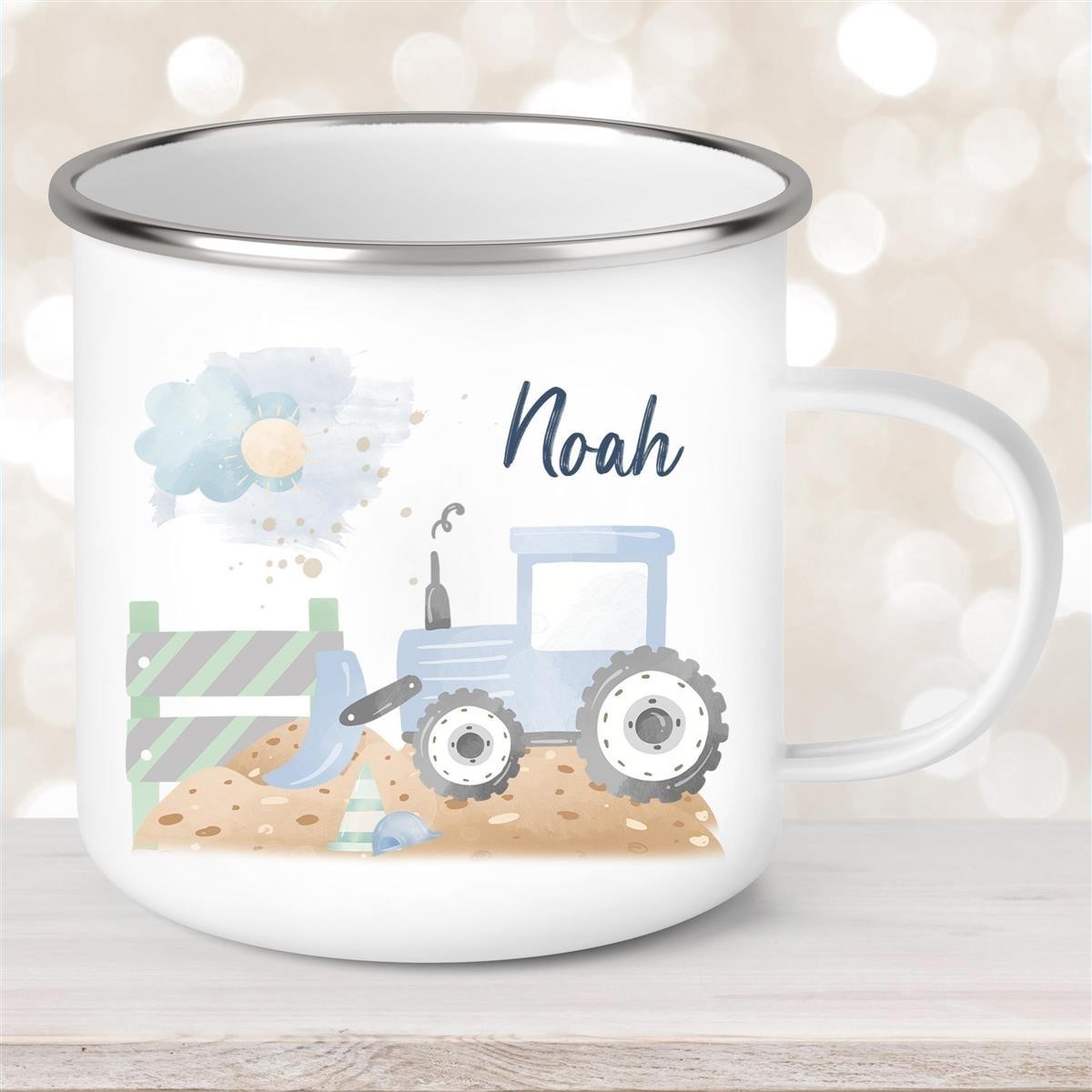 Tasse Wunschname Baustelle Traktor #1 Emaille Kinderbecher Tasse Wunschname Baustelle Traktor #1 Emaille Kinderbecher