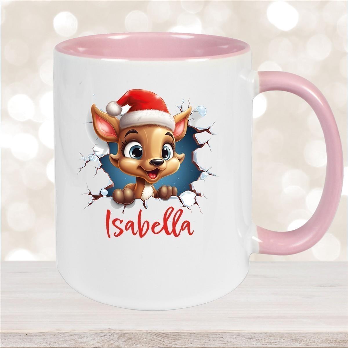 Tasse Wunschname Christmas Rentier 1 Keramik Kinderbecher versch. Farben