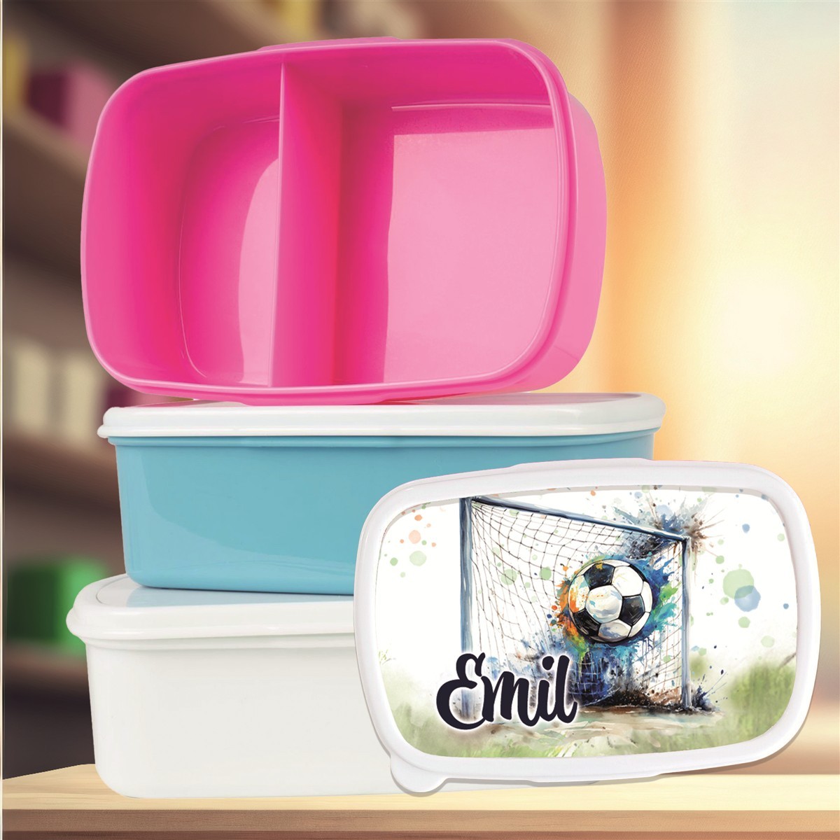 Brotdose mit Namen Fußball #09 – Personalisierte Lunchbox für Schule & Kindergarten versch. Farben Brotdose mit Namen Fußball #09 – Personalisierte Lunchbox für Schule & Kindergarten Weiß