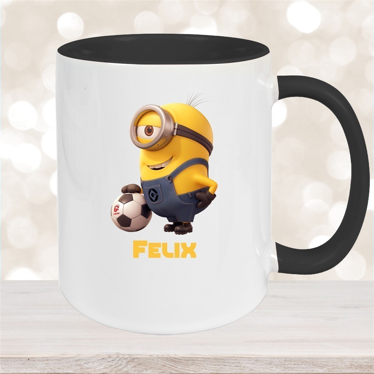 Tasse Minions Kinder Minion #8 Fußball Wunschname Keramik Kinderbecher personalisiert versch. Farben