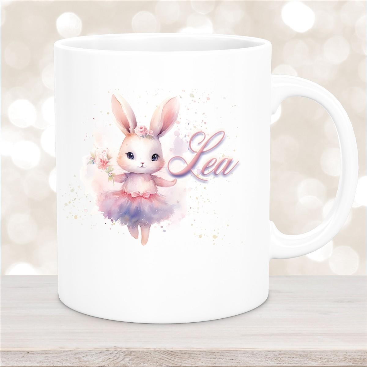 Tasse Ballerina 4 Wunschname Keramik Kinderbecher personalisiert versch. Farben