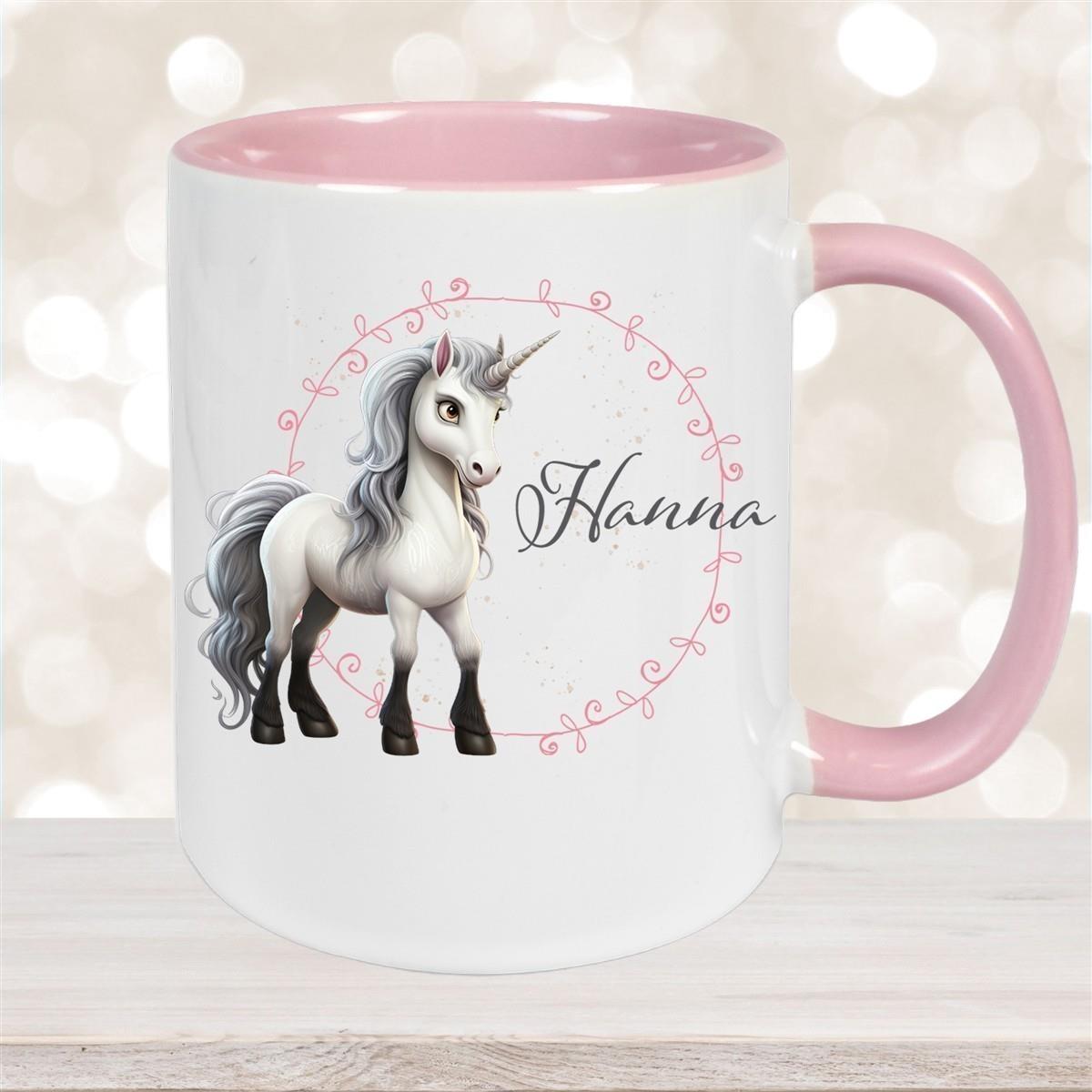 Tasse Einhorn 6 Wunschname Keramik Kinderbecher personalisiert versch. Farben