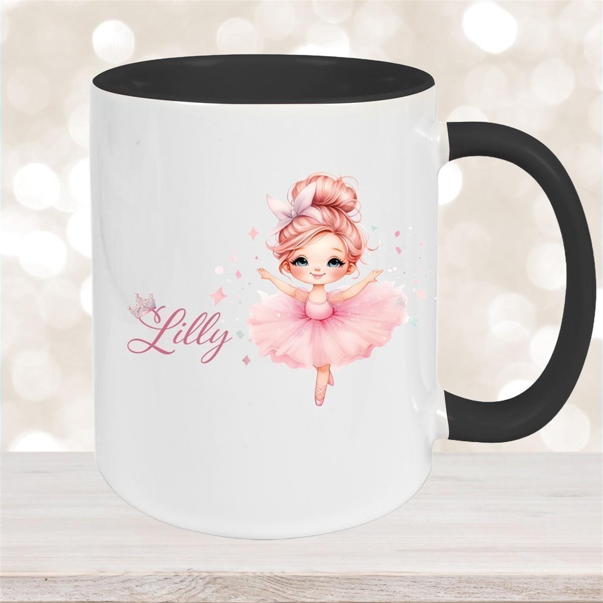 Tasse Ballerina 1 Wunschname Keramik Kinderbecher personalisiert versch. Farben