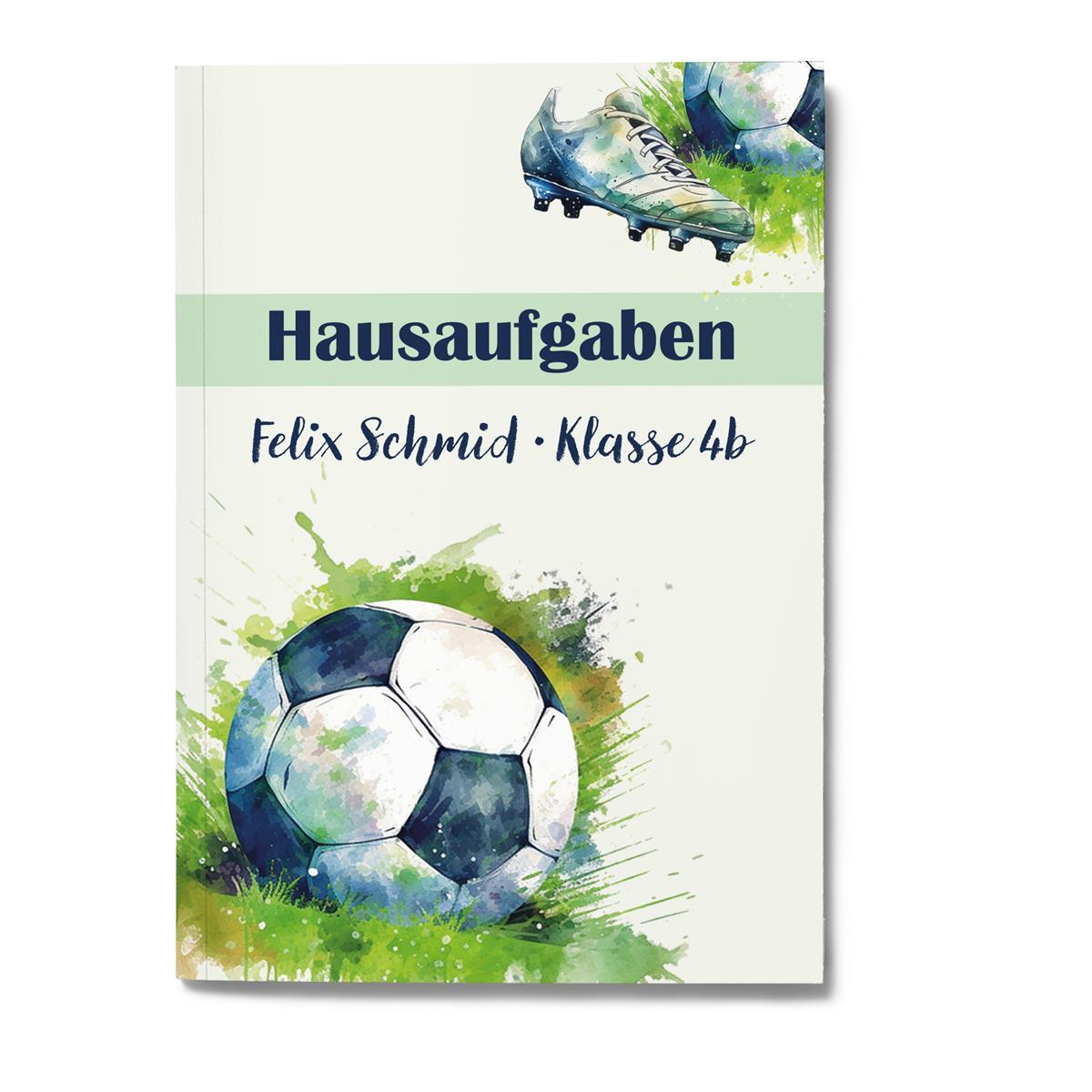 Hausaufgabenheft Fußball 4  DIN A5 - 48 Blatt mit Name und Klasse