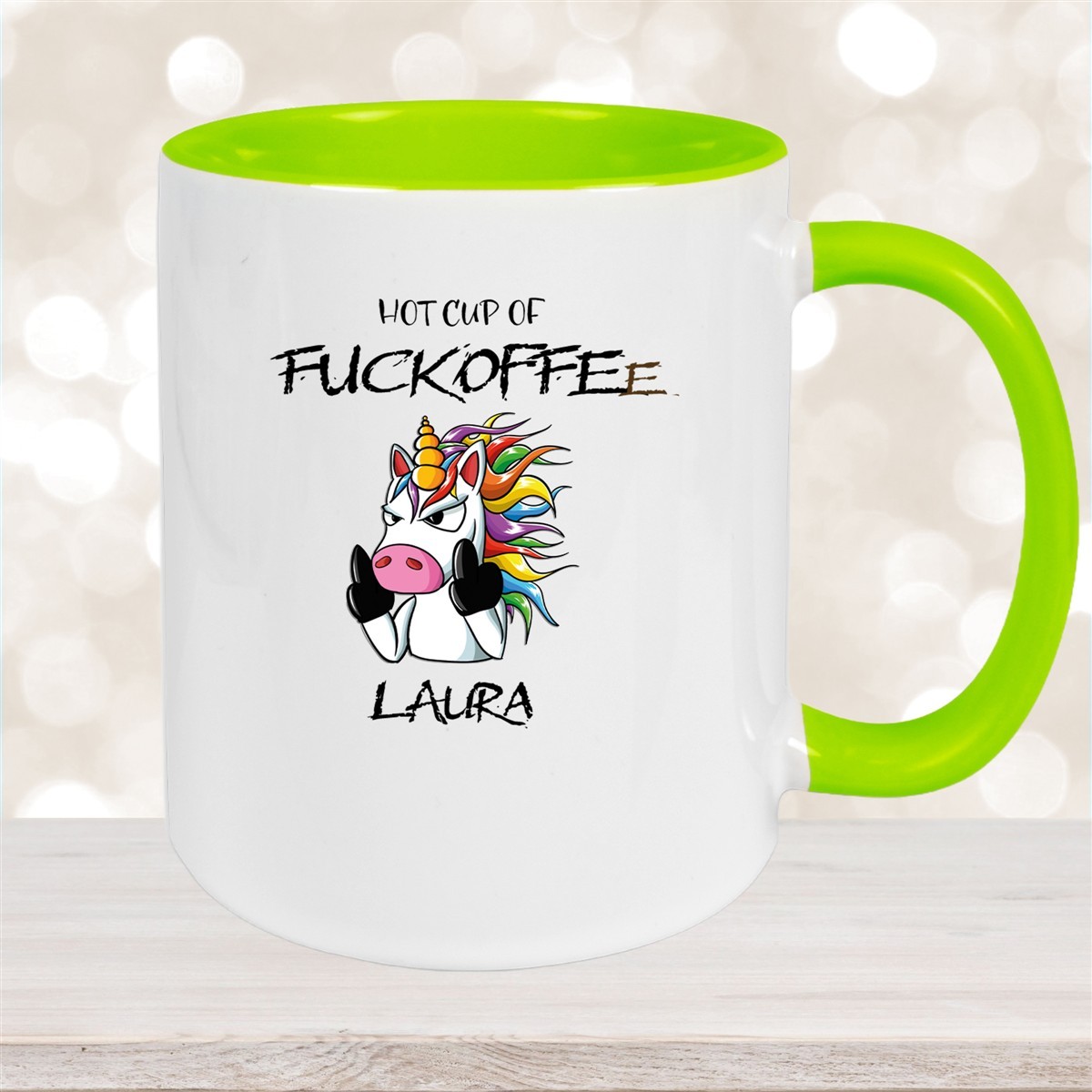 Tasse Einhorn #9 Wunschname Keramik Kinderbecher personalisiert Grün