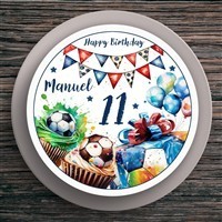Tortenaufleger Geburtstag Fußball #3 Name & Zahl (20cm)