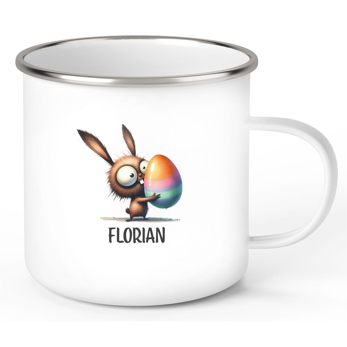 Tasse Ostern - Hase 6 Wunschnamen personalisiert Emaillie