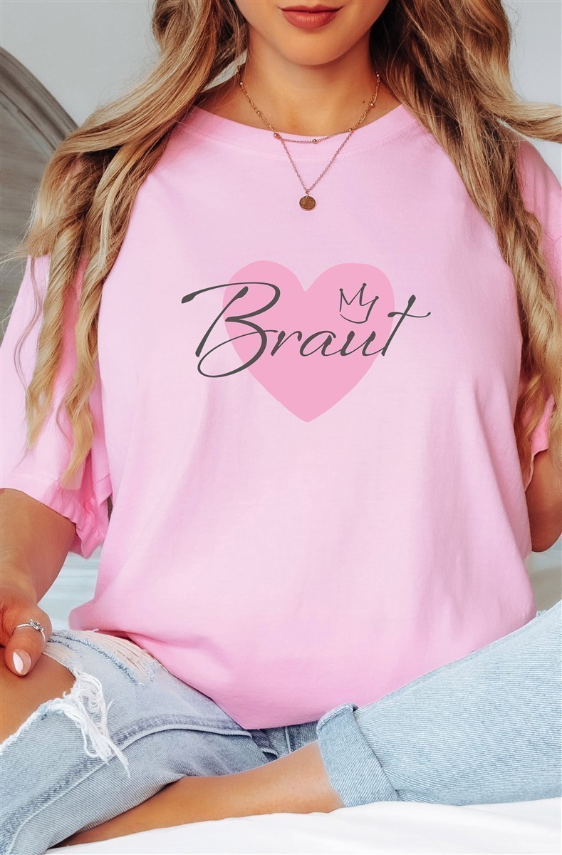 T-Shirt Braut & Team-Braut #04 Herz Damen-Shirt für den Junggesellinnenabschied