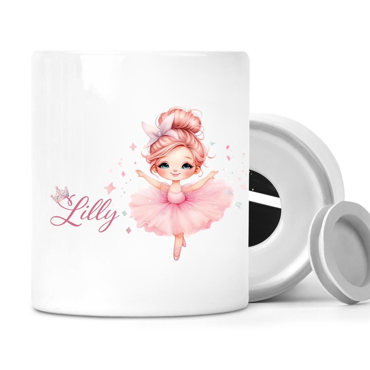 Spardose mit Wunschname Ballerina 1 personalisiert