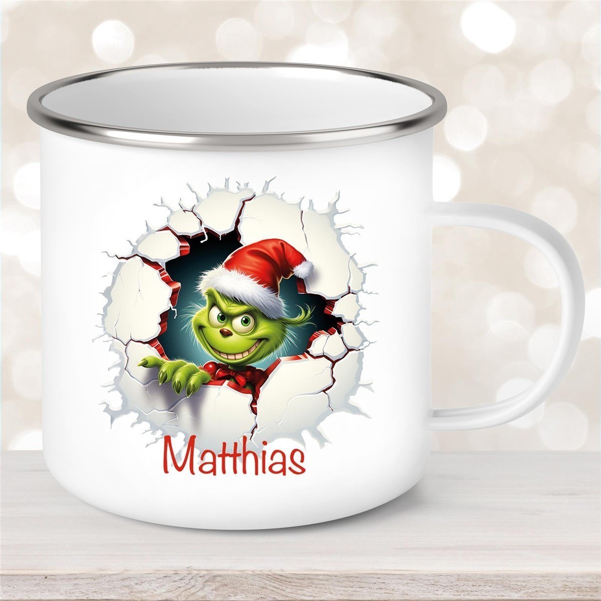 Tasse Wunschname Weihnachten Grinch #8 Emaille Kinderbecher Tasse Wunschname Weihnachten Grinch #8 Emaille Kinderbecher
