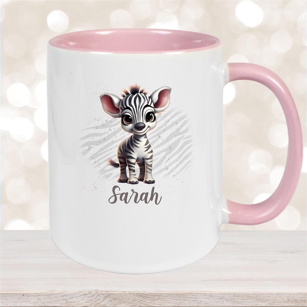 Tasse Wunschname Zebra 1 Keramik Kinderbecher versch. Farben