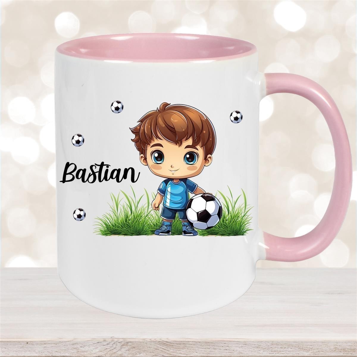 Tasse Fußball #6 Wunschname Keramik Kinderbecher personalisiert versch. Farben