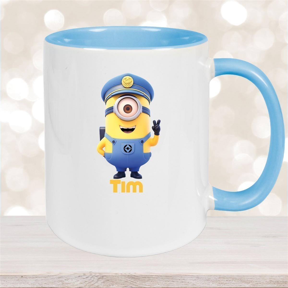 Tasse Minions Kinder Minion 5 Polizei Wunschname Keramik Kinderbecher personalisiert versch. Farben