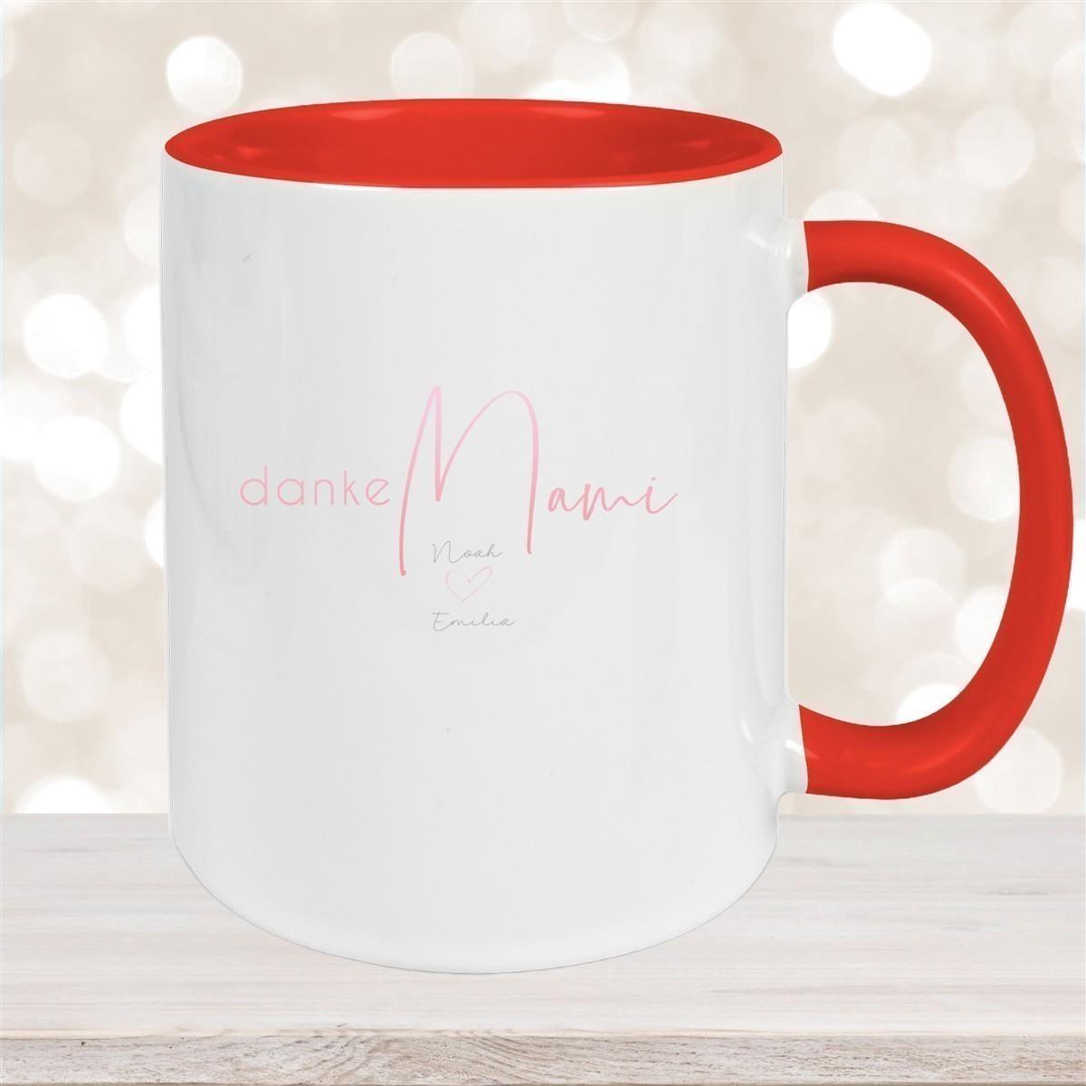 Tasse Muttertag 5 Wunschnamen Keramik Personalisiert versch. Farben