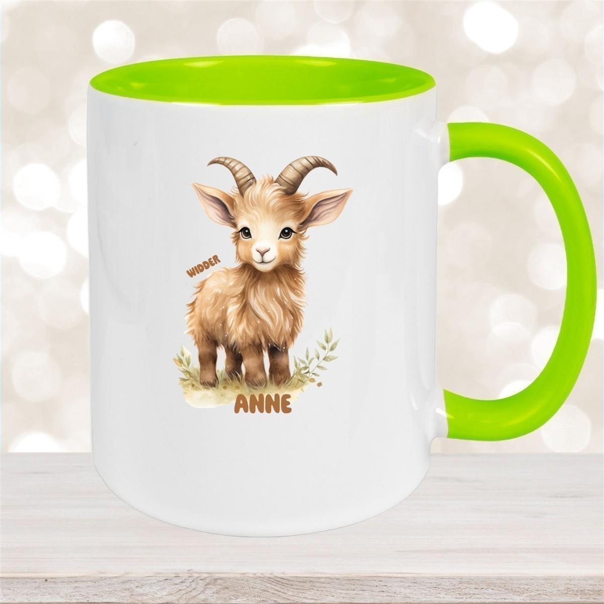 Tasse Sternzeichen Kinder Widder 1 Wunschname Keramik Kinderbecher personalisiert versch. Farben