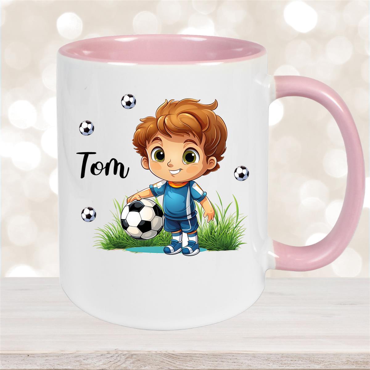 Tasse Fußball #7 Wunschname Keramik Kinderbecher personalisiert versch. Farben 