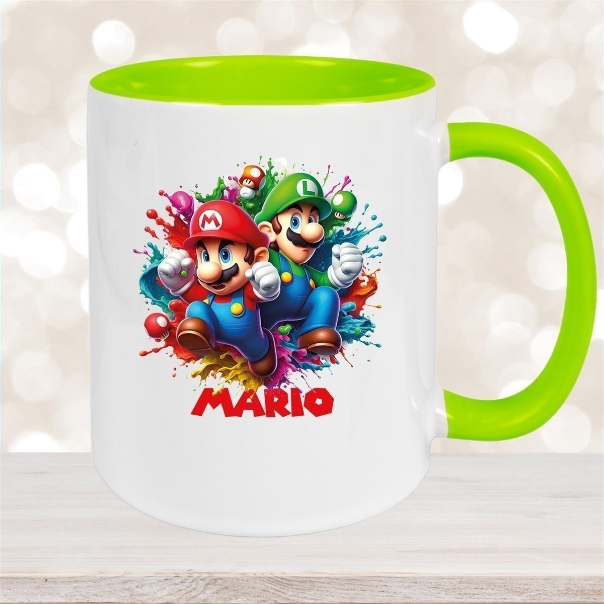 Tasse Wunschname Super-Mario 3 Keramik Kinderbecher personalisiert versch. Farben
