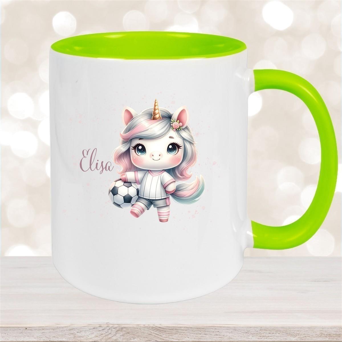 Tasse Fußball 10 Wunschname Keramik Kinderbecher personalisiert versch. Farben