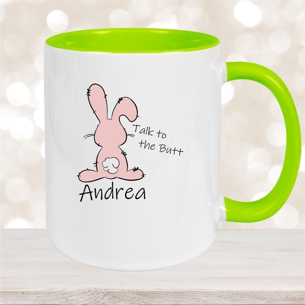 Tasse Ostern - Hase Talk to the Butt Wunschnamen Keramik personalisiert versch. Farben