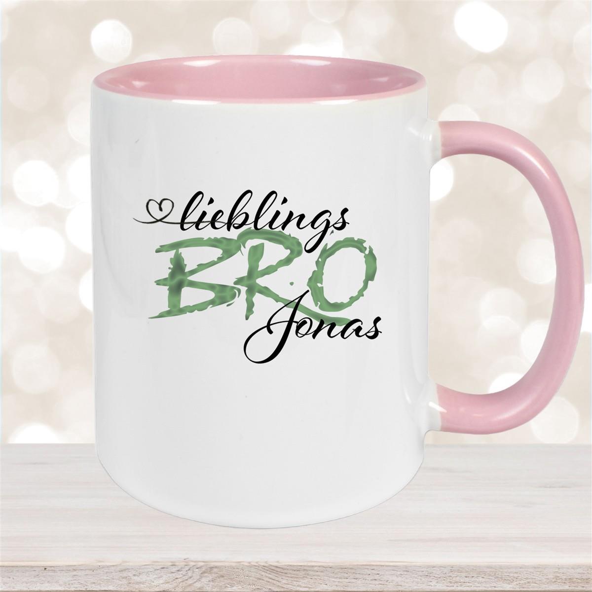 Tasse Wunschname Lieblings-BRO 2 personalisiert Keramik Becher versch. Farben