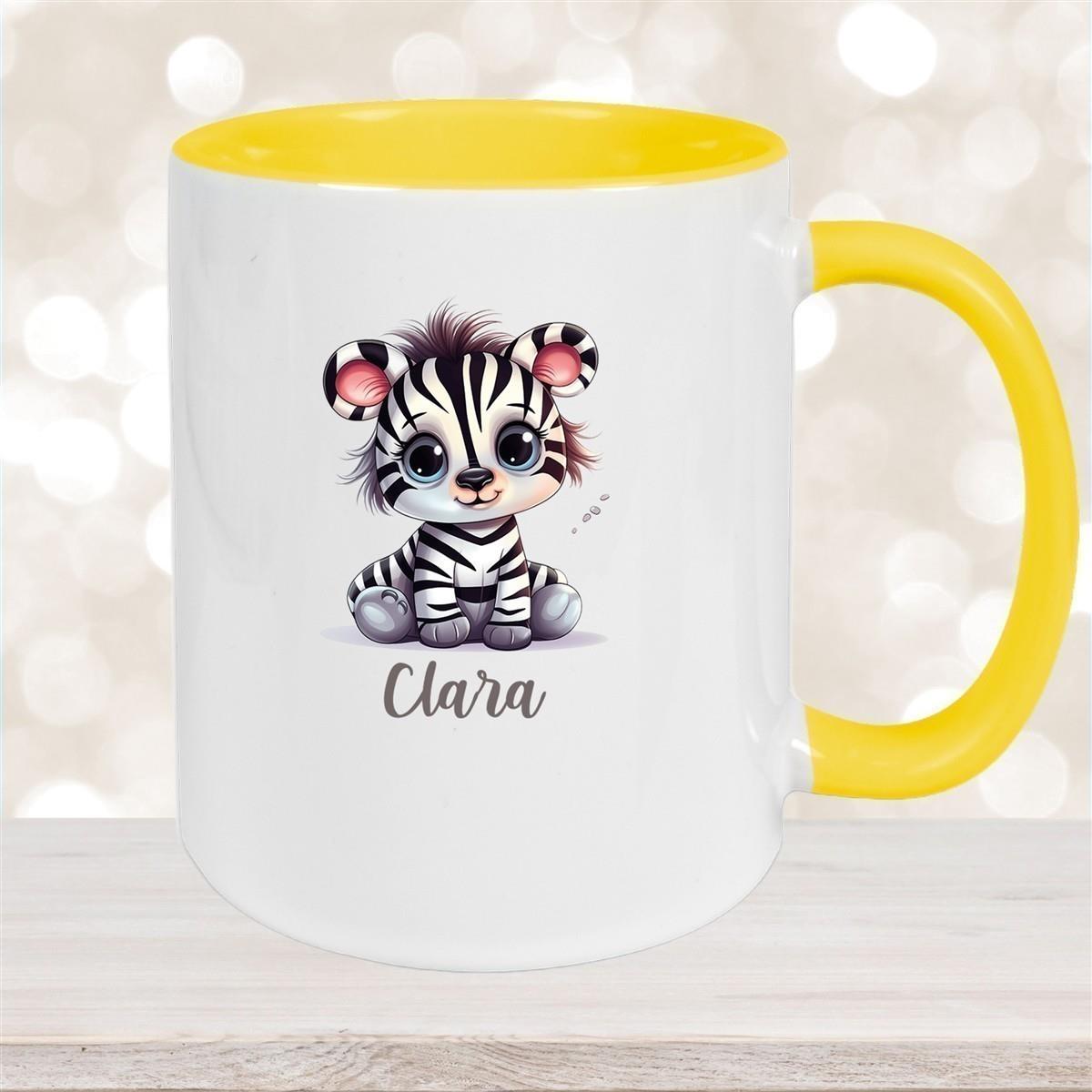 Tasse Wunschname Zebra 2 Keramik Kinderbecher versch. Farben