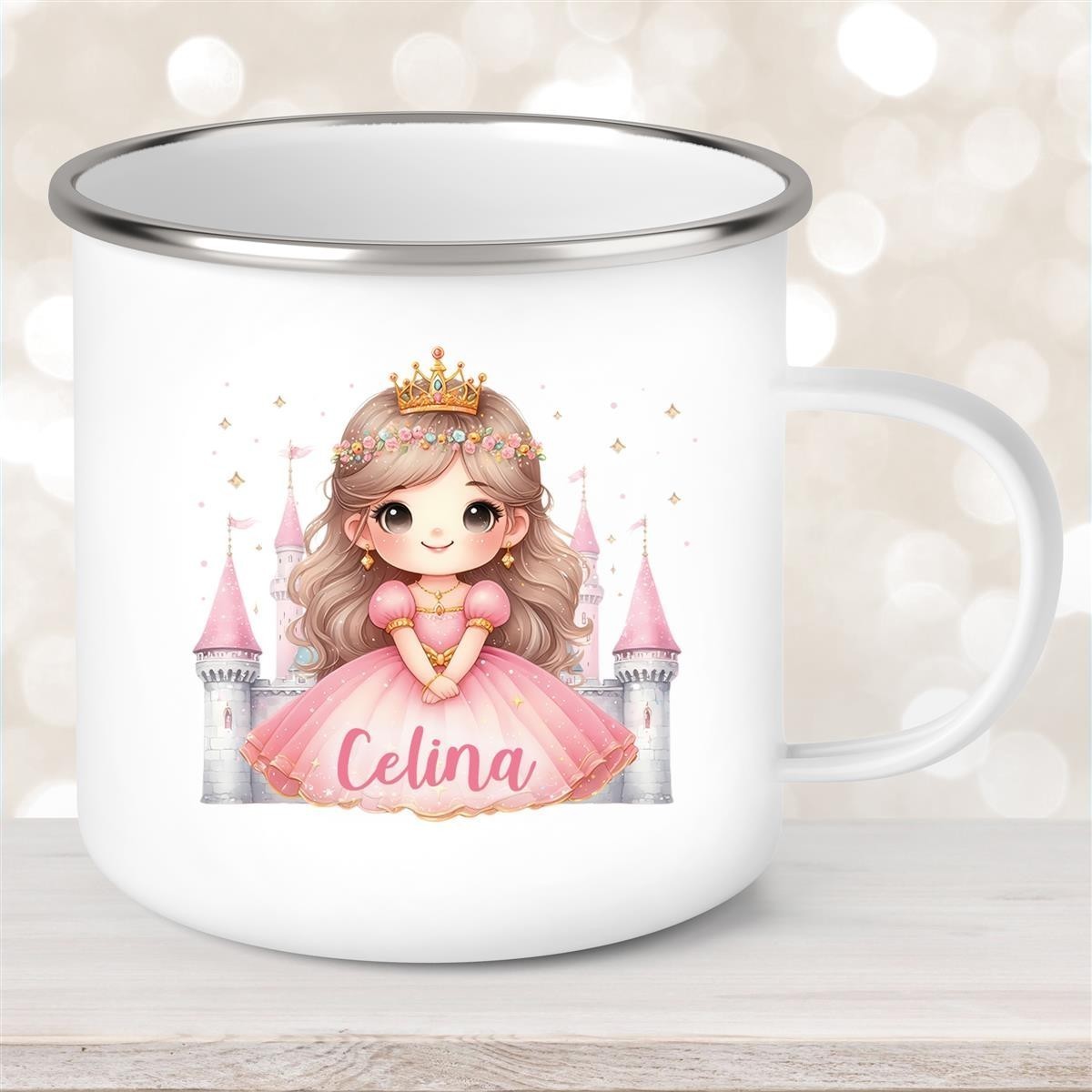 Tasse Kinder Prinzessin #3 Wunschname Emaille Kinderbecher personalisiert Tasse Kinder Prinzessin #3 Wunschname Emaille Kinderbecher personalisiert