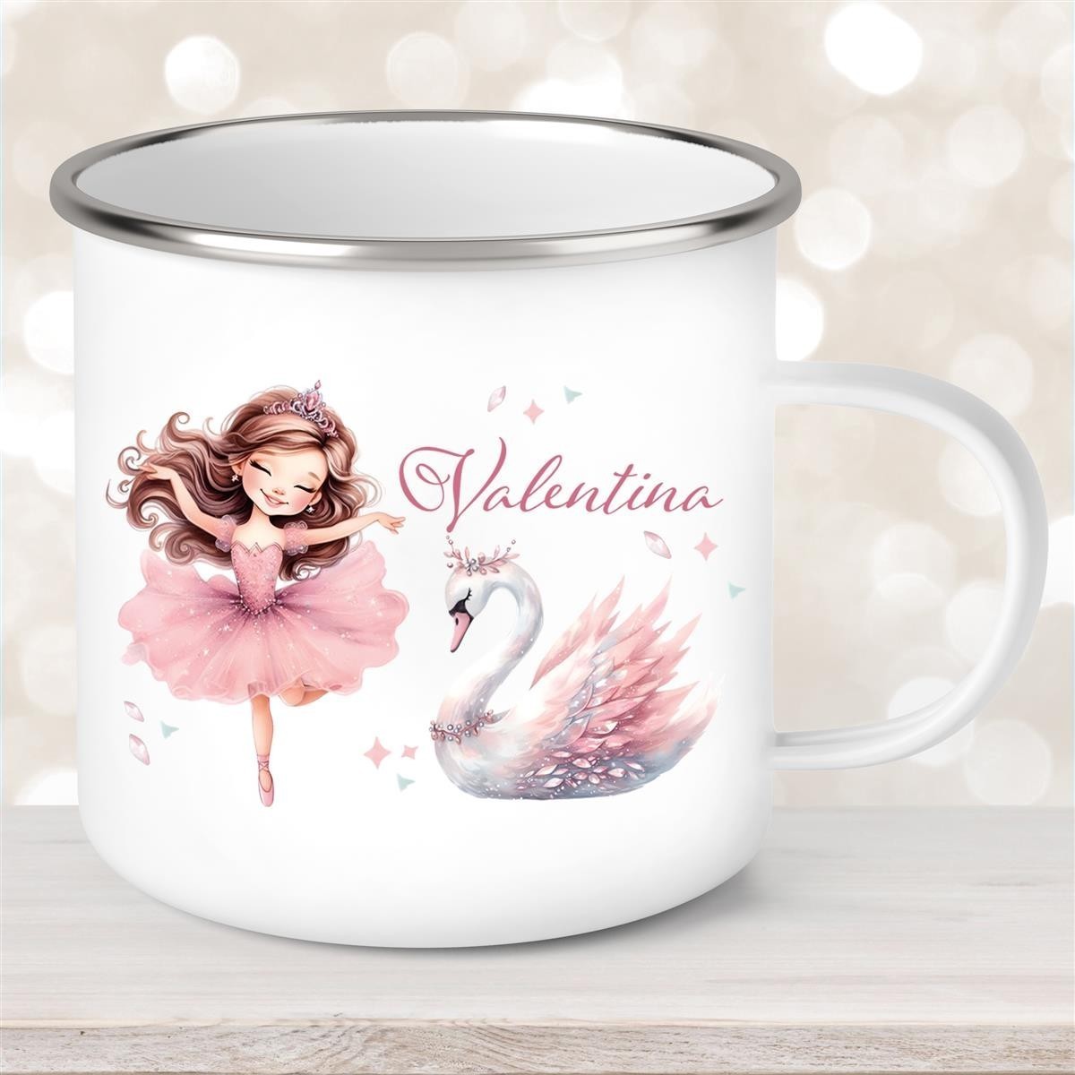 Tasse Ballerina #2 Wunschname Emaille Kinderbecher personalisiert Tasse Ballerina #2 Wunschname Emaille Kinderbecher personalisiert