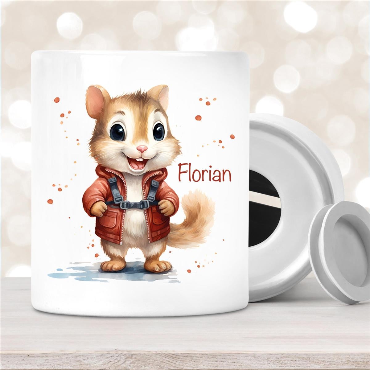 Spardose mit Wunschname Chipmunk #1 personalisiert