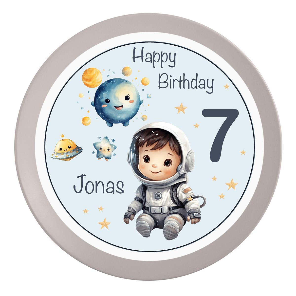 Tortenaufleger Geburtstag Astronaut 2 Name & Zahl (20cm)