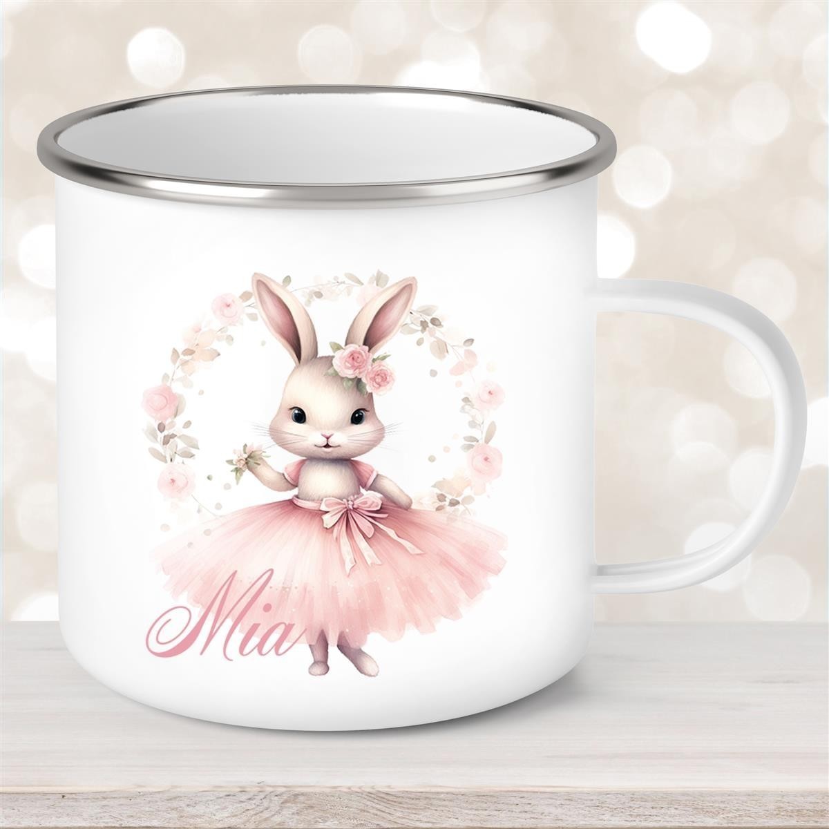 Tasse Ballerina #5 Wunschname Emaille Kinderbecher personalisiert Tasse Ballerina #5 Wunschname Emaille Kinderbecher personalisiert