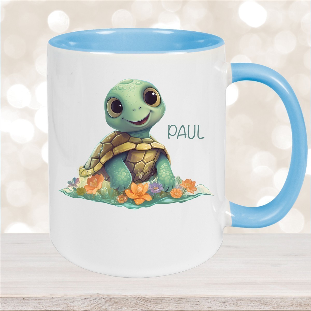 Tasse Wunschname Schildkröte #1 Keramik Kinderbecher personalisiert versch. Farben