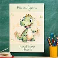 Hausaufgabenheft Dino #3  DIN A5 - 48 Blatt mit Name und Klasse 