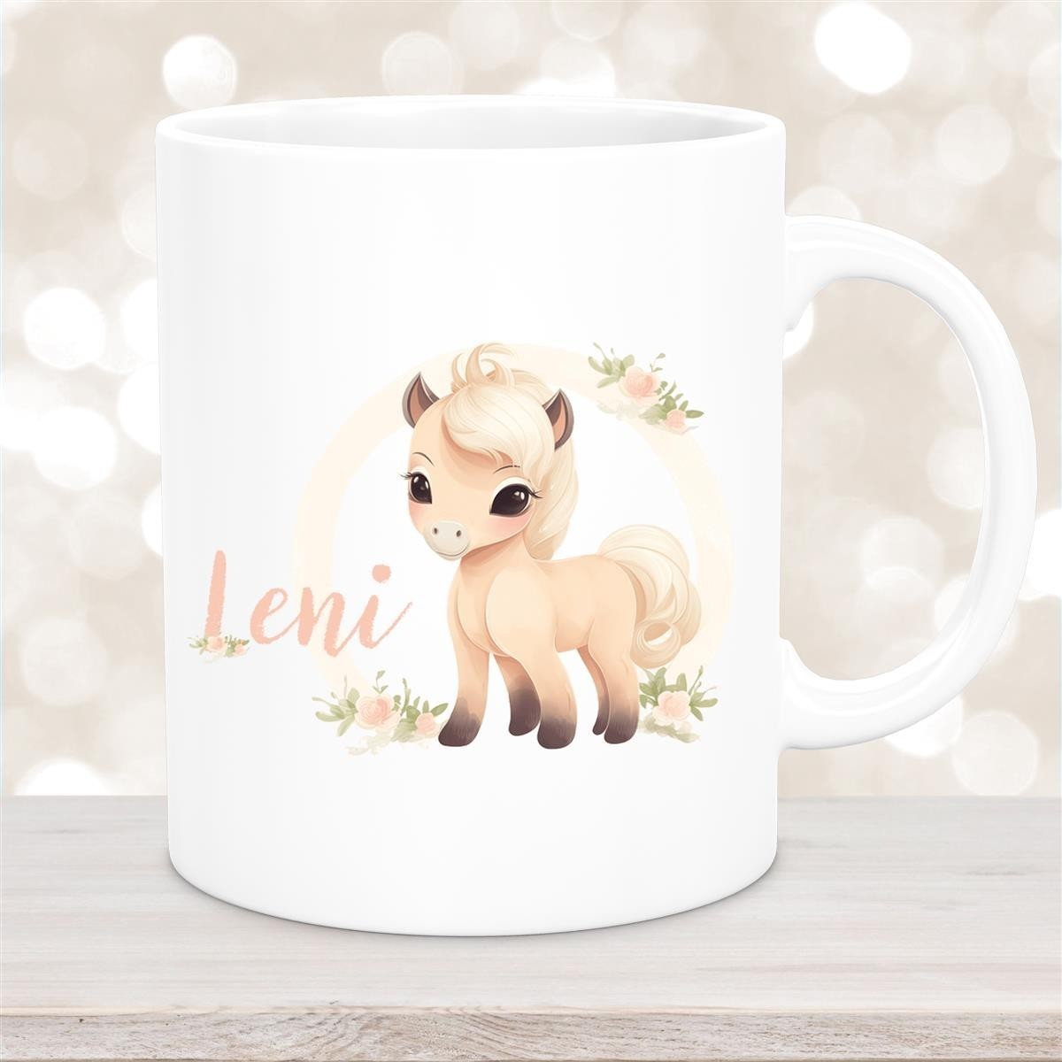 Tasse Pferd #4 Wunschname  Keramik Kinderbecher personalisiert Weiß Tasse Pferd #4 Wunschname  Keramik Kinderbecher personalisiert Weiß