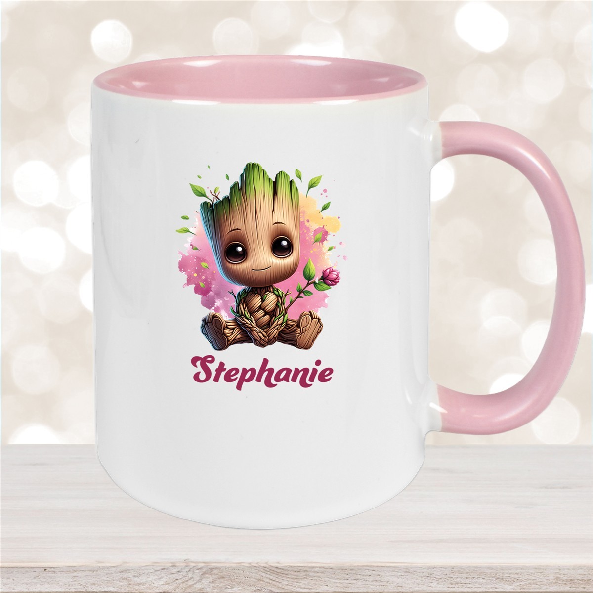 Tasse Baby-Groot #3 Wunschname Keramik Kinderbecher personalisiert Altrosa