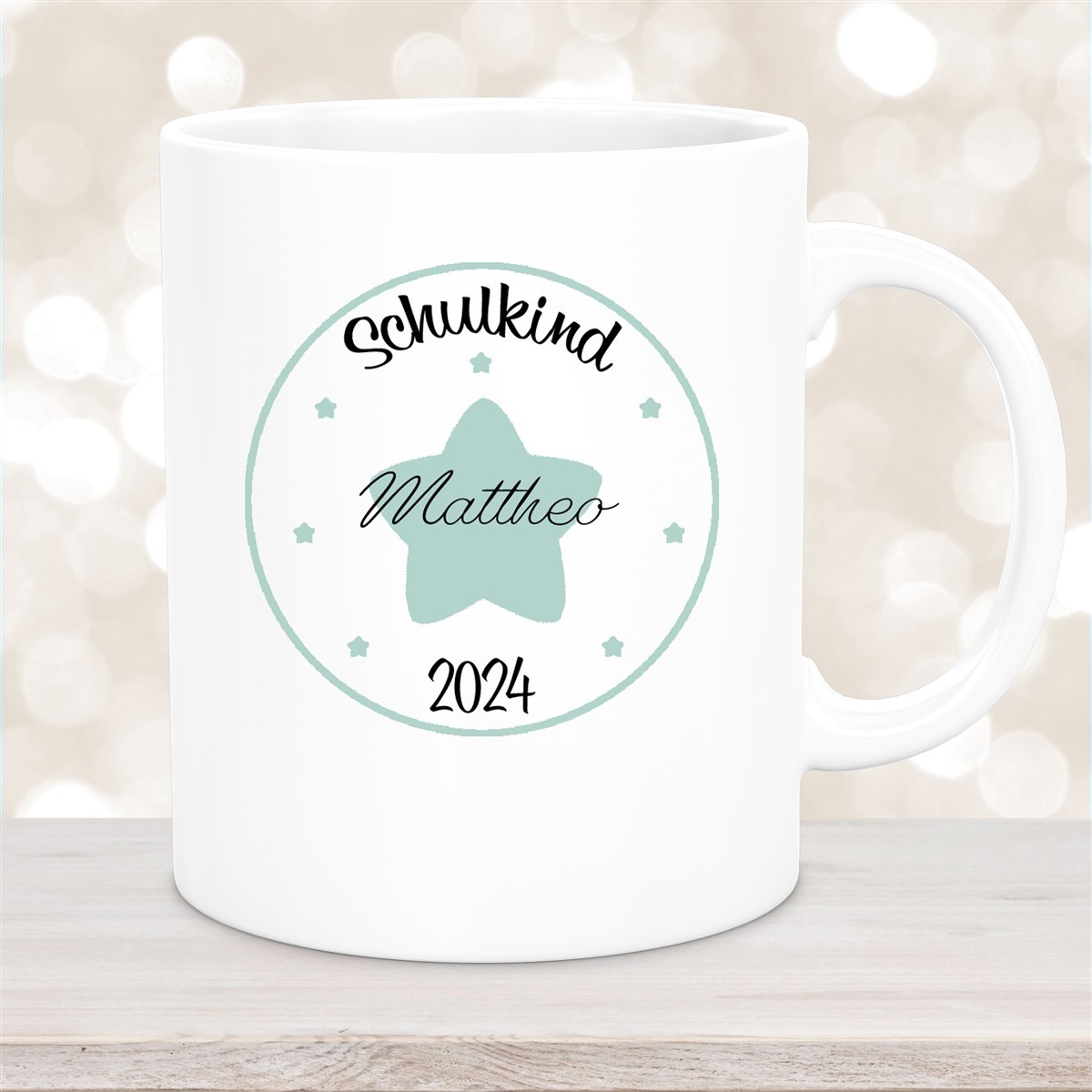 Tasse Schulkind #01 Wunschname Keramik Kinderbecher Personalisiert Weiß