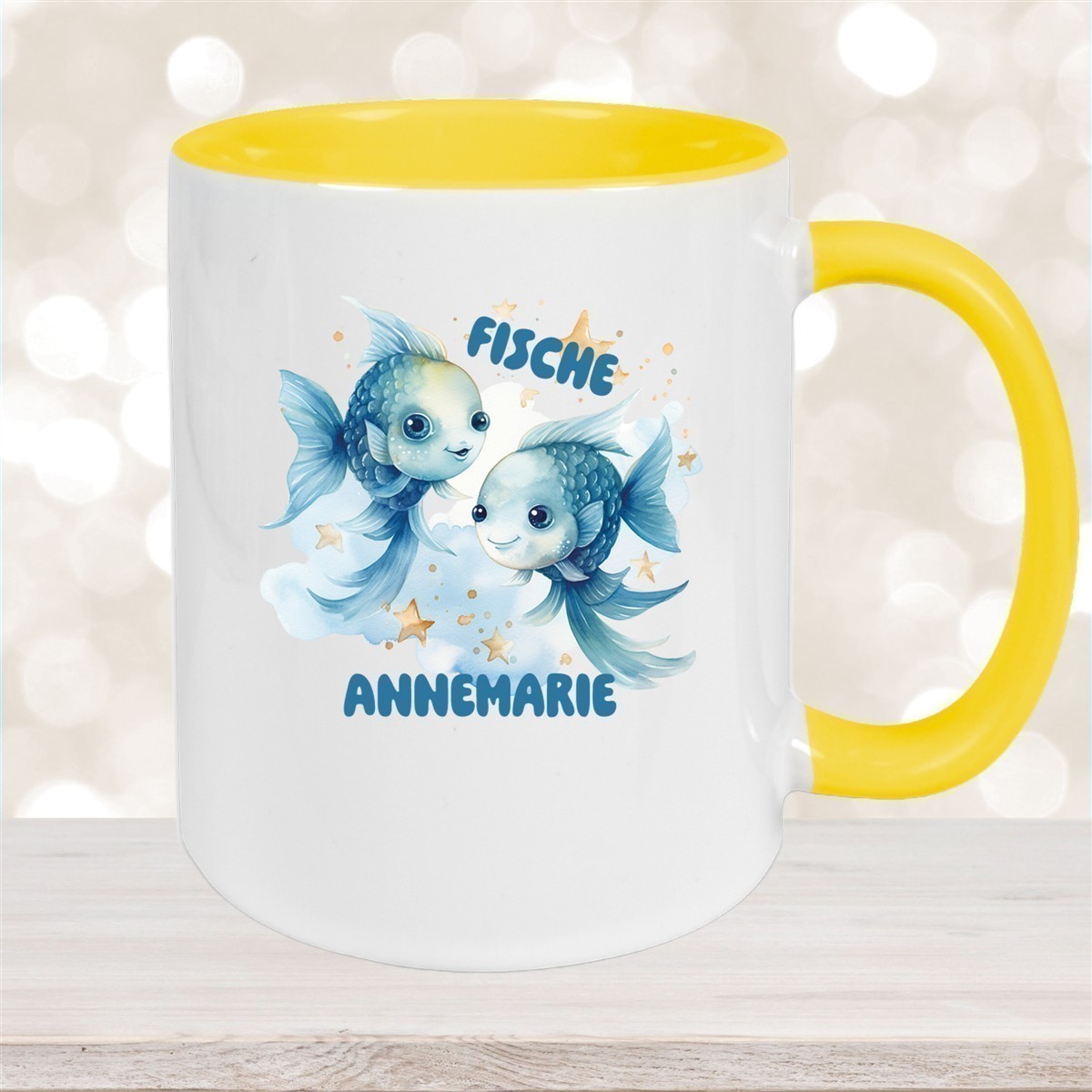Tasse Sternzeichen Kinder Fische #1 Wunschname Keramik Kinderbecher personalisiert versch. Farben