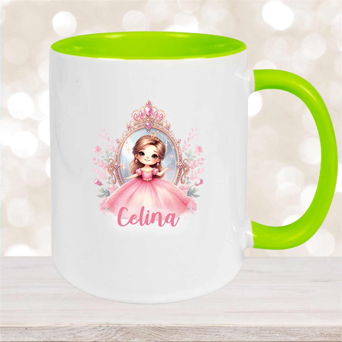 Tasse Kinder Prinzessin #2 Wunschname Keramik Kinderbecher personalisiert versch. Farben