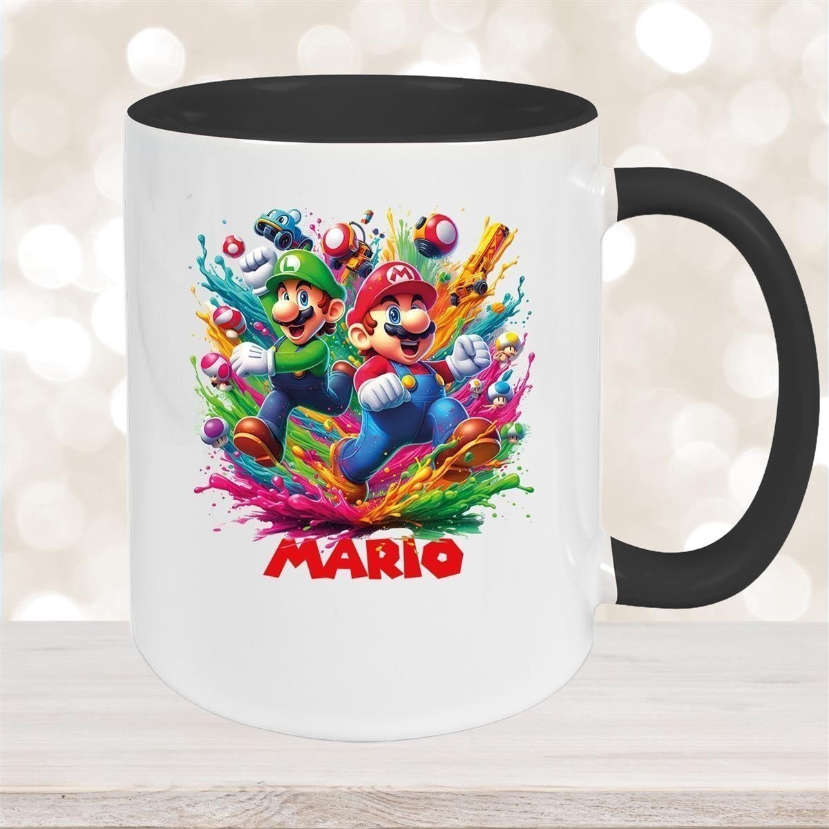 Tasse Wunschname Super-Mario #6 Keramik Kinderbecher personalisiert versch. Farben