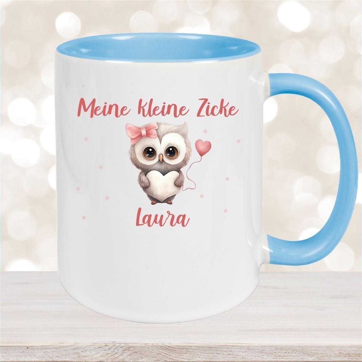 Tasse Liebe - Eule Valentinstag Wunschnamen Keramik personalisiert versch. Farben
