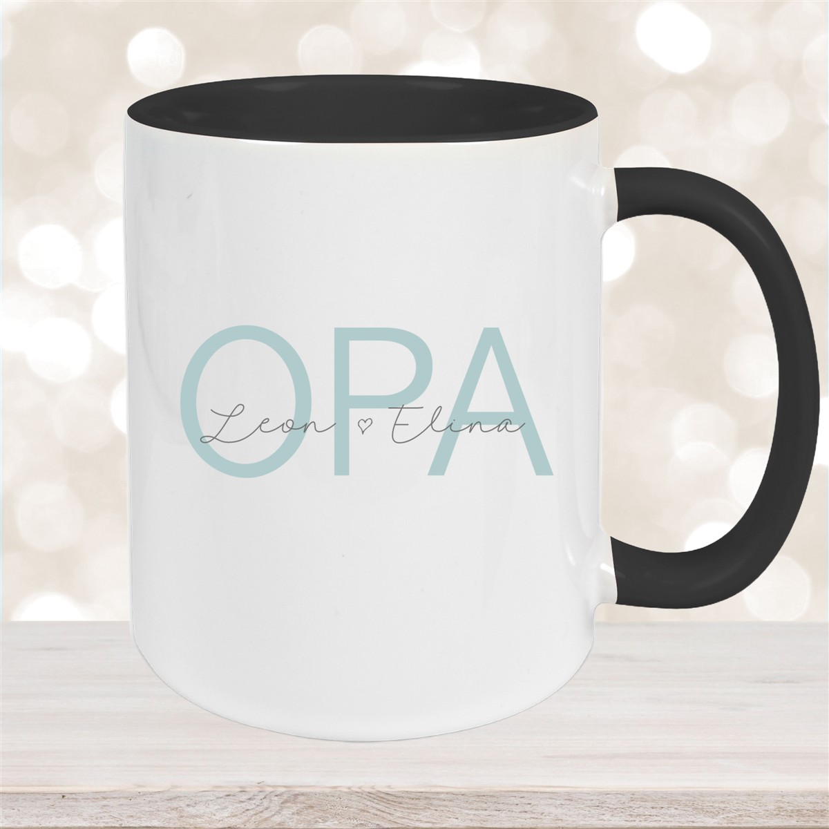Tasse, Opa, Vatertag, Geburtstag #1 Wunschnamen Keramik Personalisiert Schwarz