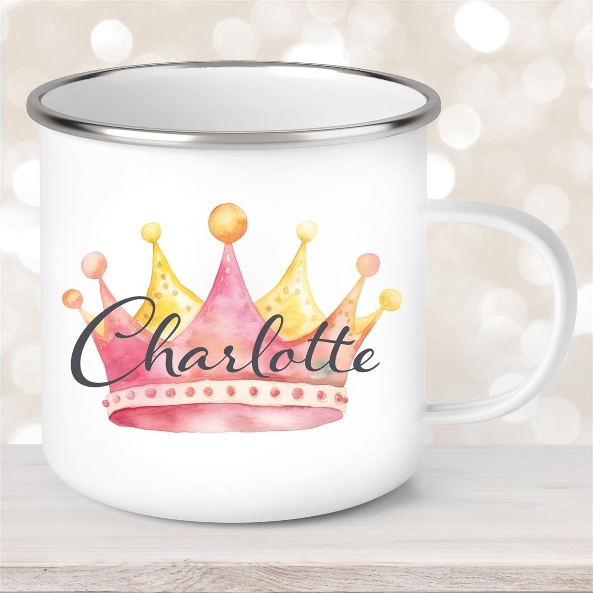 Tasse Krone #2 Wunschname Emaille Kinderbecher personalisiert Tasse Krone #2 Wunschname Emaille Kinderbecher personalisiert