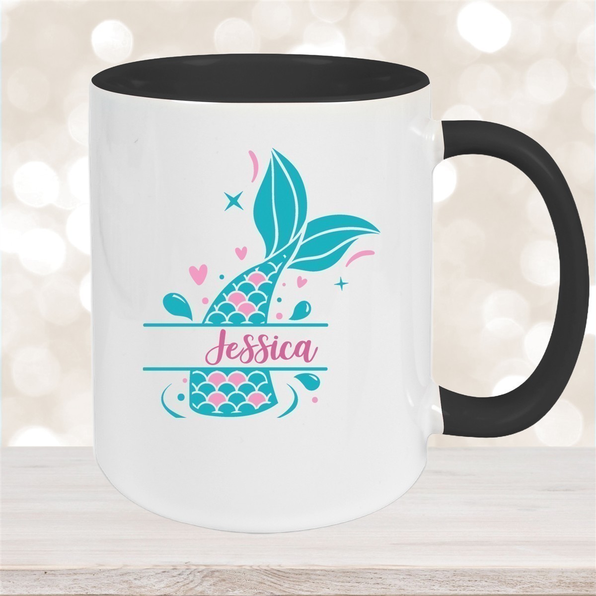 Tasse Meerjungfrau-Flosse #1 Wunschname Keramik Kinderbecher personalisiert versch. Farben