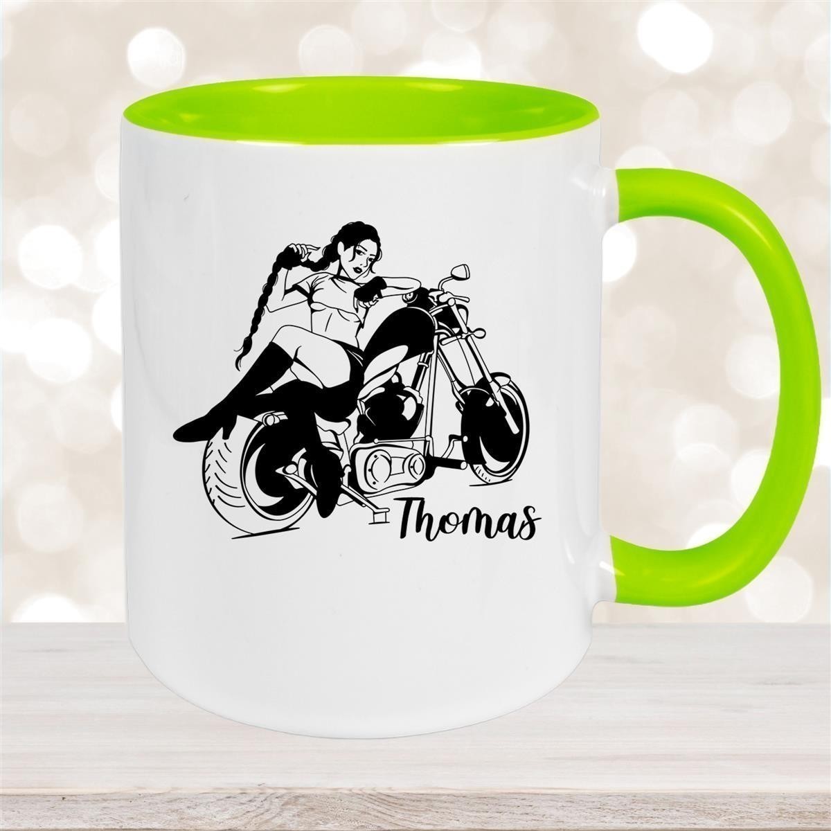 Tasse Bike #01, Biker Girl, Motorrad Keramik personalisiert versch. Farben
