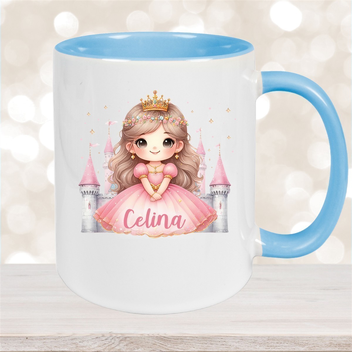Tasse Kinder Prinzessin #3 Wunschname Keramik Kinderbecher personalisiert versch. Farben