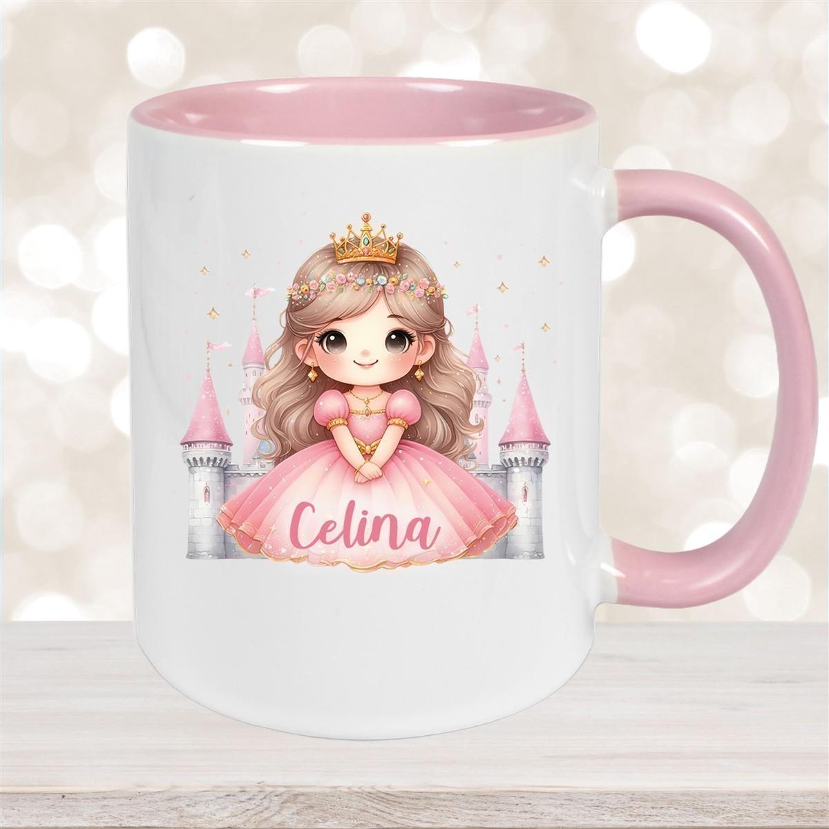 Tasse Kinder Prinzessin 3 Wunschname Keramik Kinderbecher personalisiert versch. Farben
