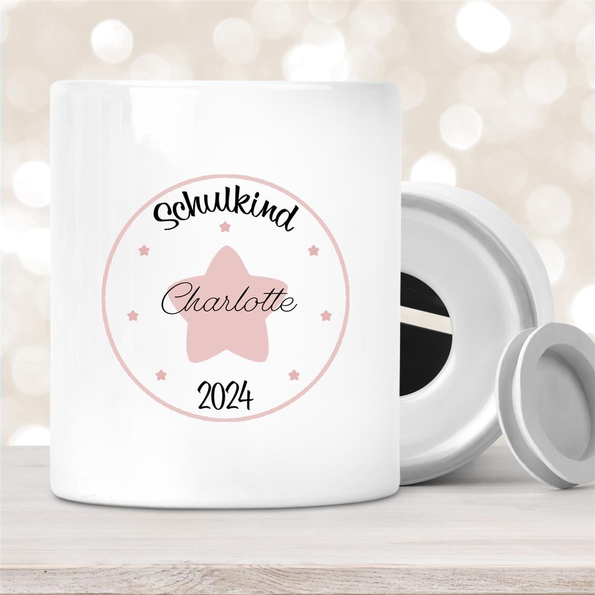 Spardose mit Wunschname Schulanfang #2 personalisiert Spardose mit Wunschname Schulanfang #2 personalisiert