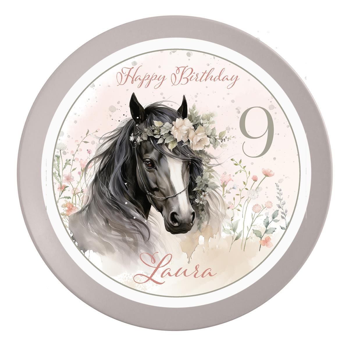 Tortenaufleger Geburtstag Pferd 3 Name & Zahl (20cm)