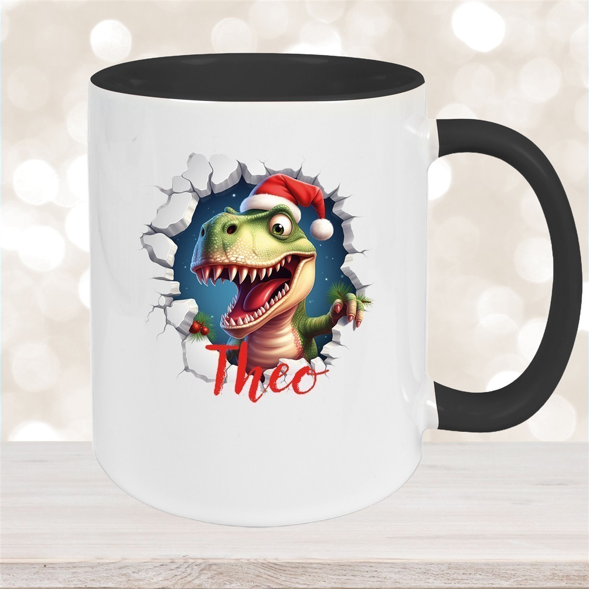 Tasse Wunschname Christmas Dino #1 Keramik Kinderbecher versch. Farben