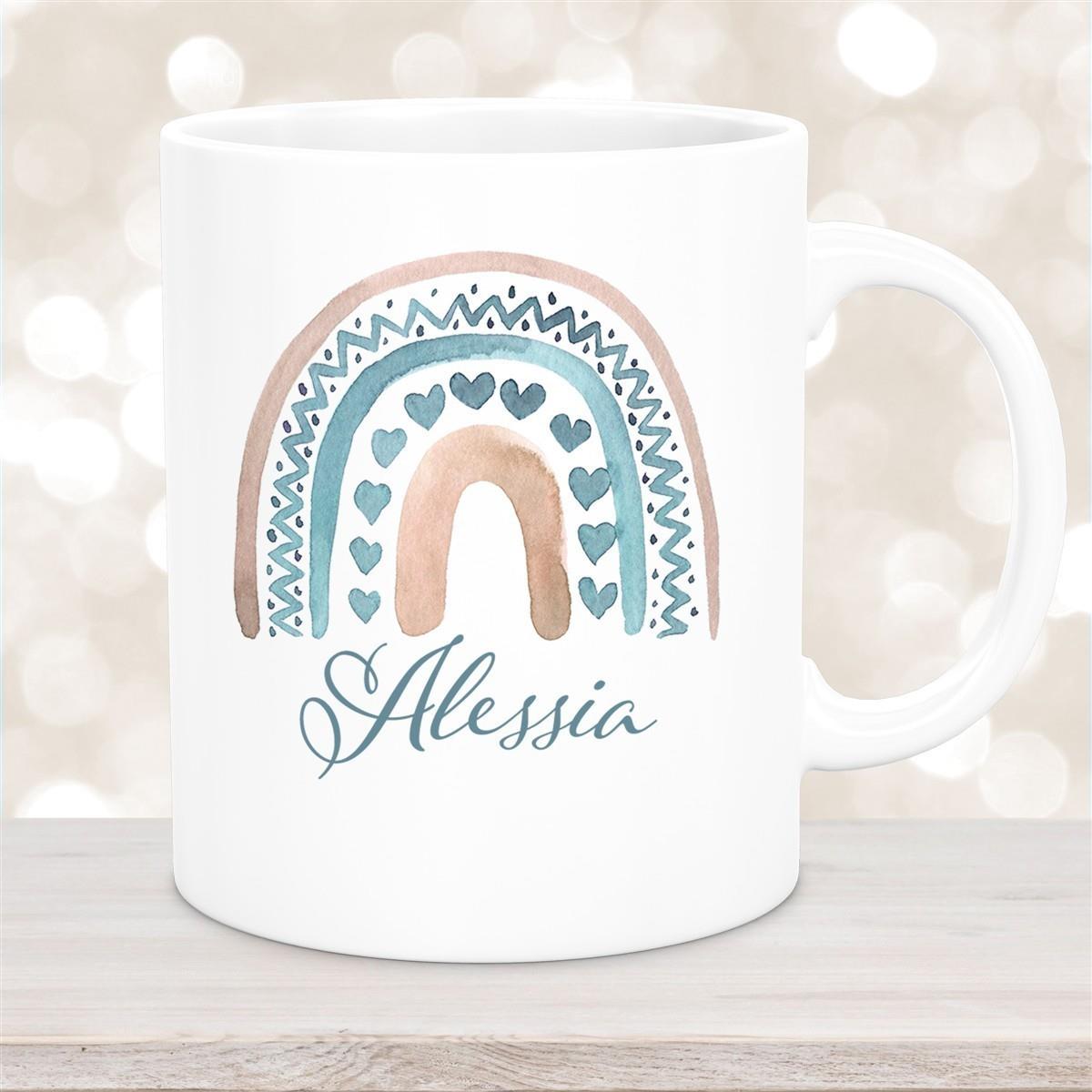 Tasse Wunschname Regenbogen 5 Keramik Kinderbecher versch. Farben